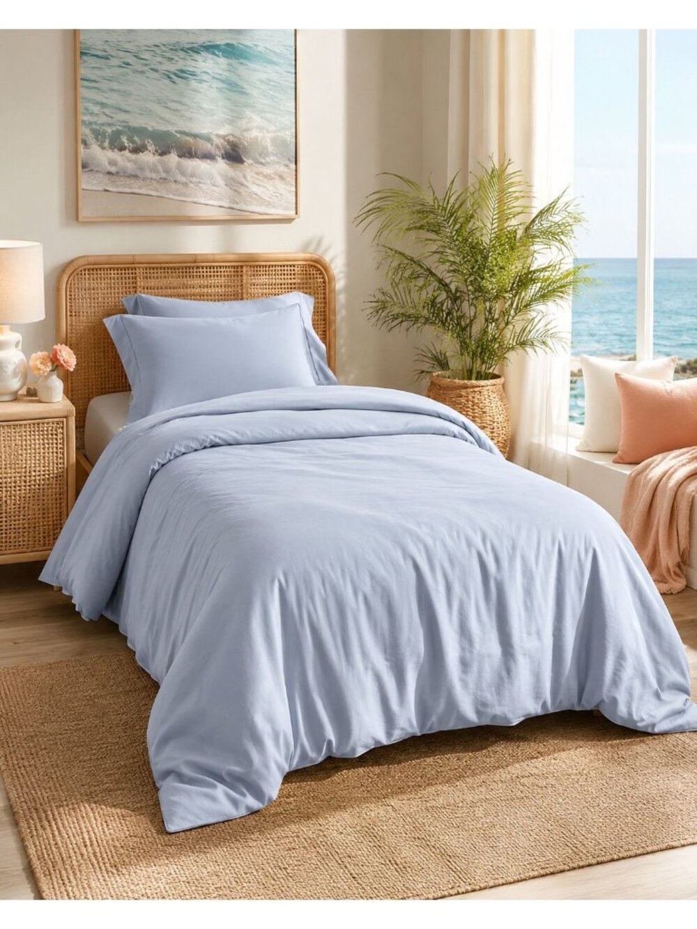 S8 | Quince Bamboo Duvet Cover Twin Sky Blue NWOT - Picture 4 of 11